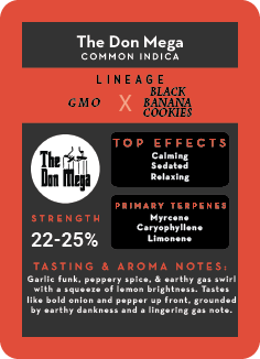 The Don Mega terpene profile card, back